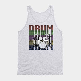 Drum Kit on drum pattern lettering Tank Top